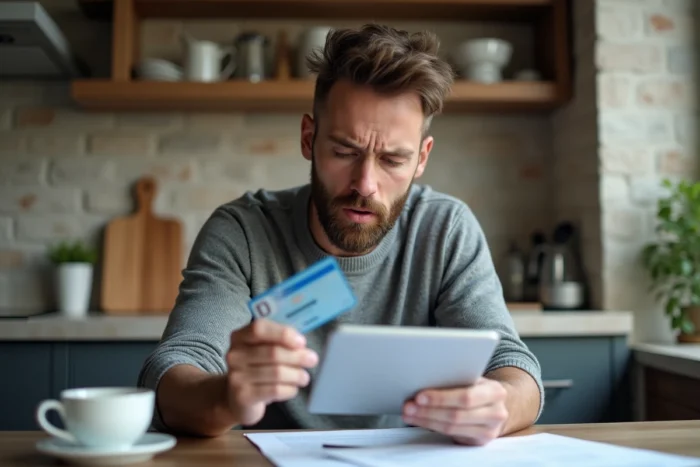 Un homme consulte les documents nécessaires pour renouveler son permis de conduire français
